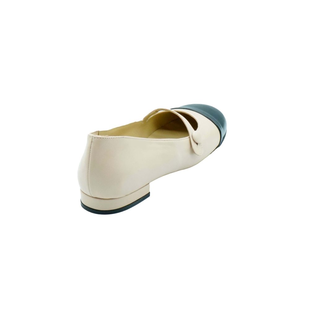 ﻿Lea Gu ballerina in nappa con punta in contrasto, tacco 10mm Vendita Economica