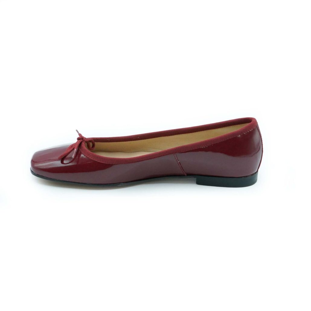 Lea Gu ballerina in vernice, fiocco frontale, punta quadrata, tacco 10mm Saldi Di Fabbrica