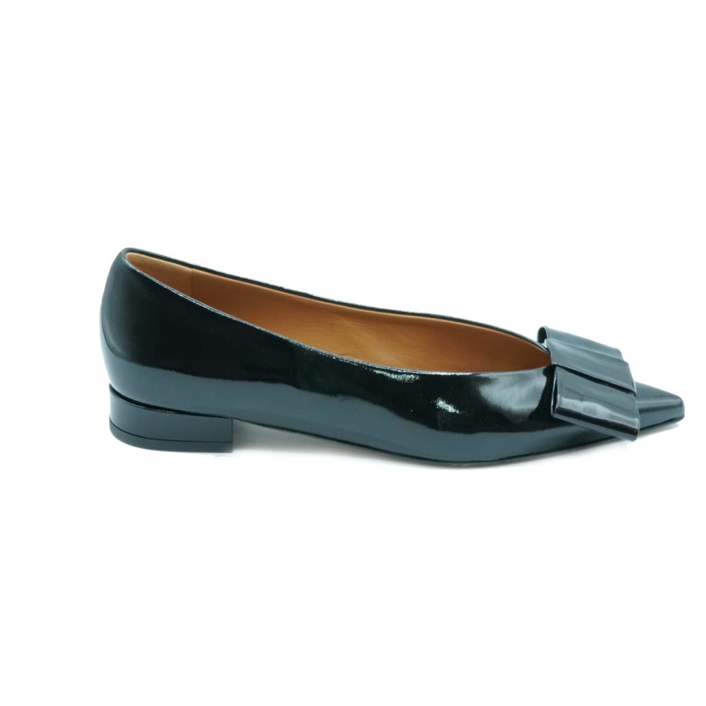 Lea Gu ballerina in vernice, fiocco frontale, tacco 10mm Italy