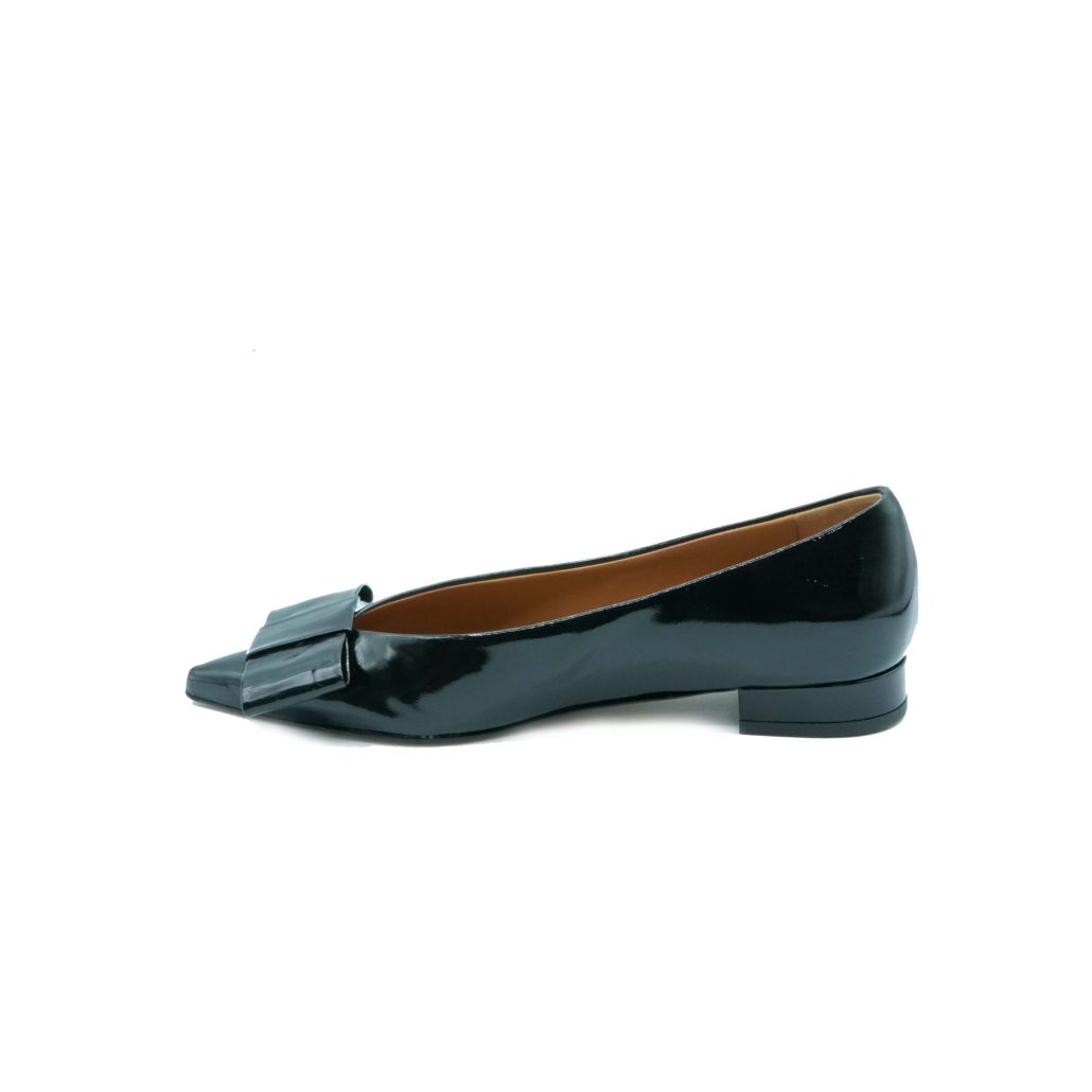 Lea Gu ballerina in vernice, fiocco frontale, tacco 10mm Italy