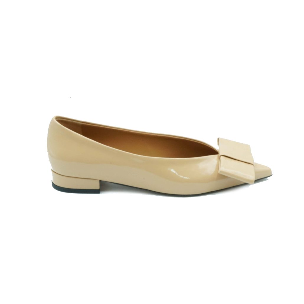 Lea Gu ballerina in vernice, fiocco frontale, tacco 10mm Italy