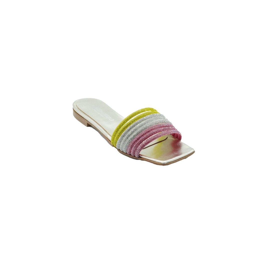 Lea Gu ciabattina in nappa laminata, fasce frontali, punta quadrata, tacco 10mm Qualità