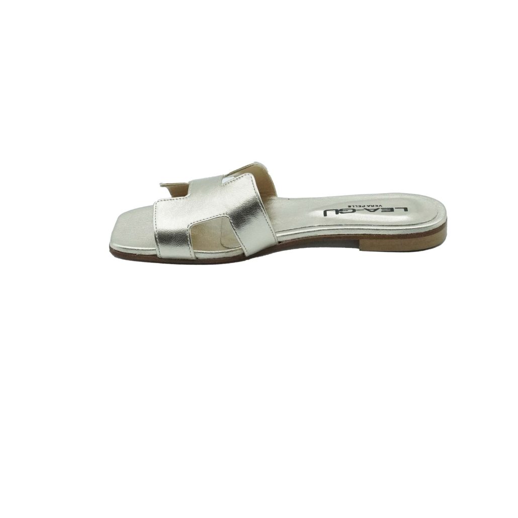 Lea Gu ciabattina in nappa laminata, fascia frontale, punta quadrata, tacco 10mm Promozione