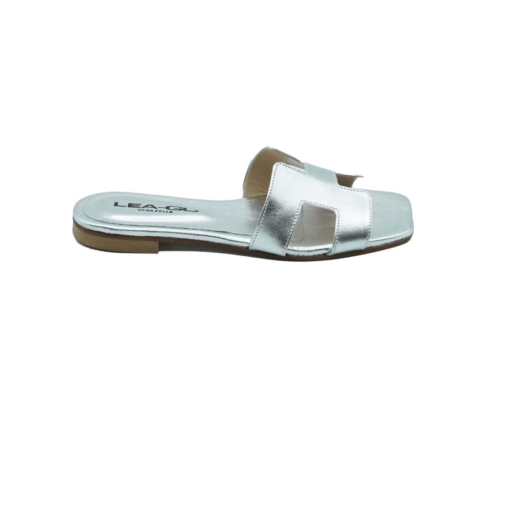 Lea Gu ciabattina in nappa laminata, fascia frontale, punta quadrata, tacco 10mm Promozione