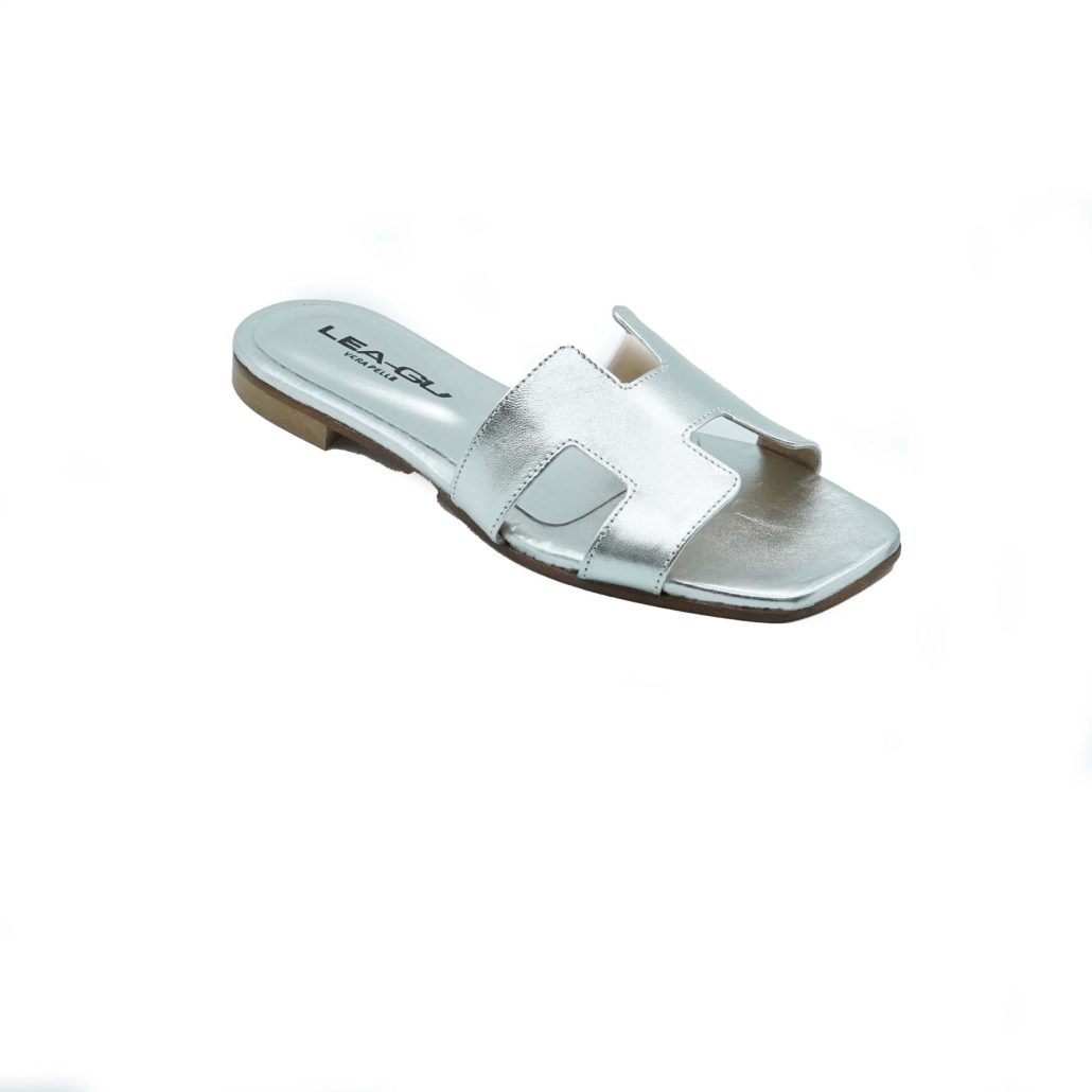 Lea Gu ciabattina in nappa laminata, fascia frontale, punta quadrata, tacco 10mm Promozione