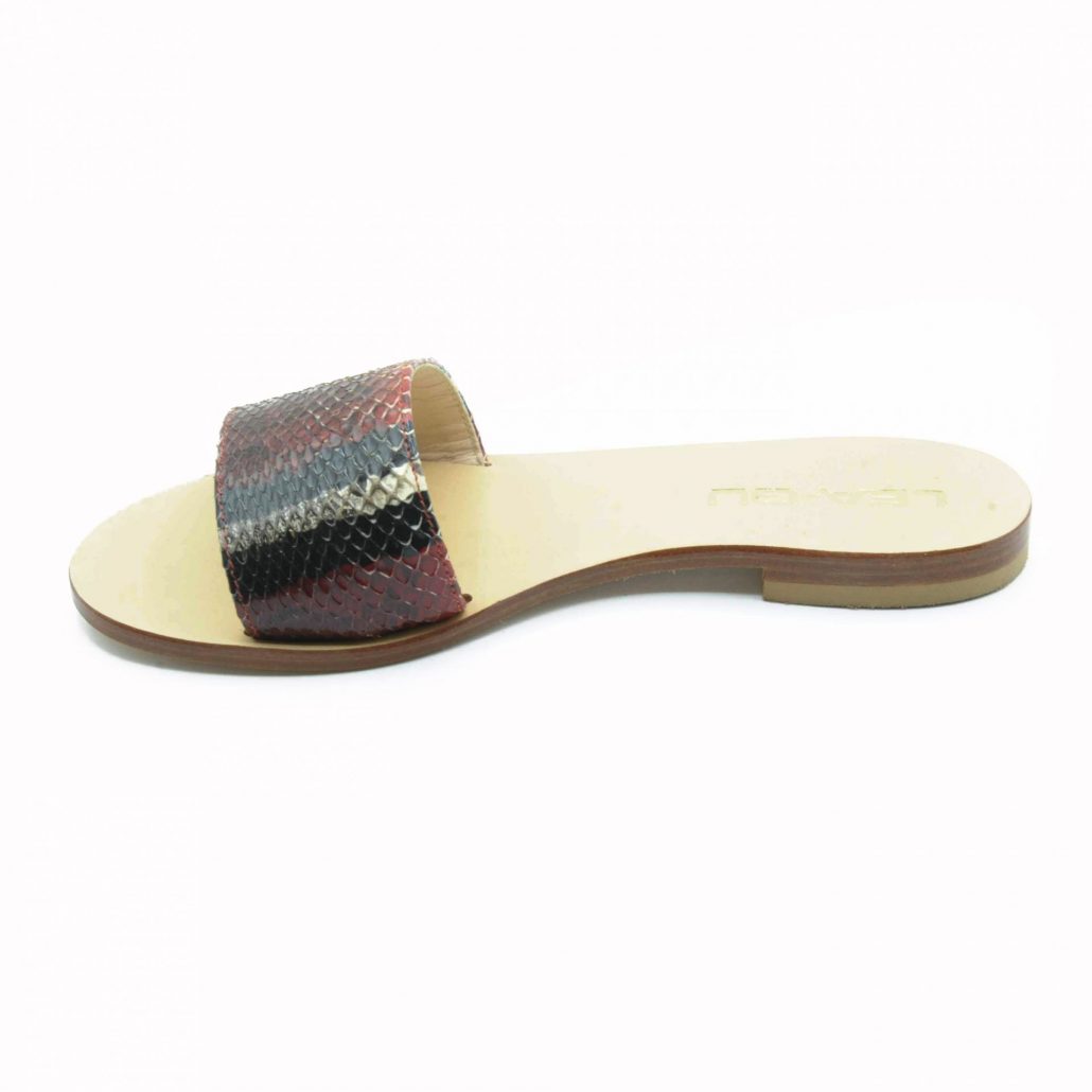 Lea Gu ciabattina in nappa stampa pitone, fascia frontale, tacco 15 mm Spedizione Gratuita