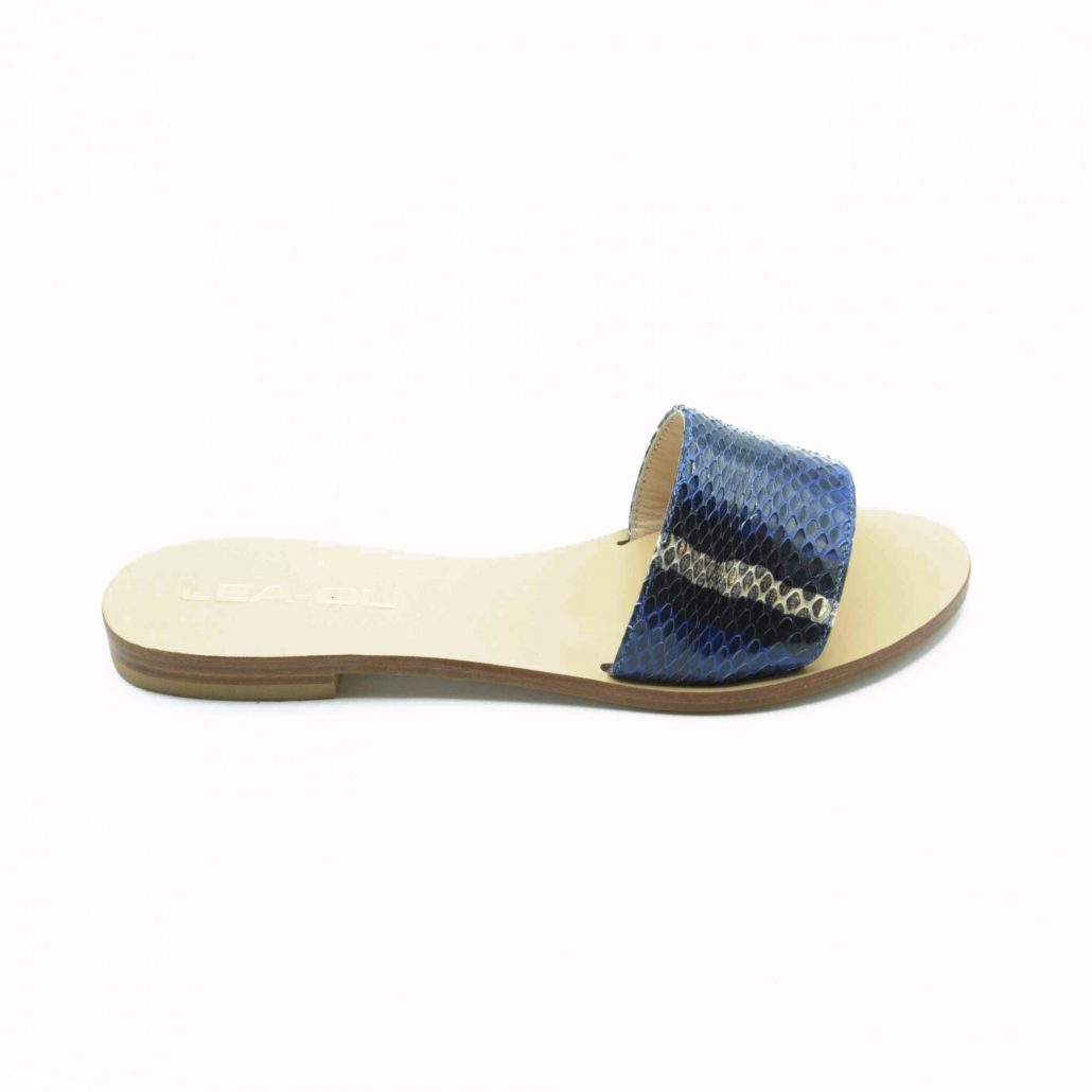 Lea Gu ciabattina in nappa stampa pitone, fascia frontale, tacco 15 mm Spedizione Gratuita