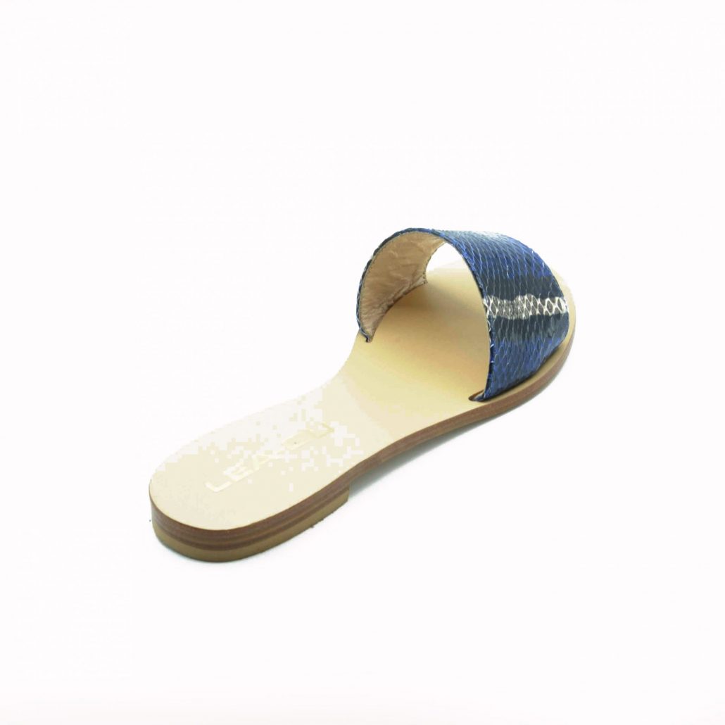 Lea Gu ciabattina in nappa stampa pitone, fascia frontale, tacco 15 mm Spedizione Gratuita