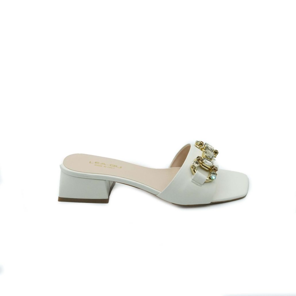 Lea Gu ciabattina in nappa, fascia con accessorio frontale, tacco 45 mm Qualità Garantita