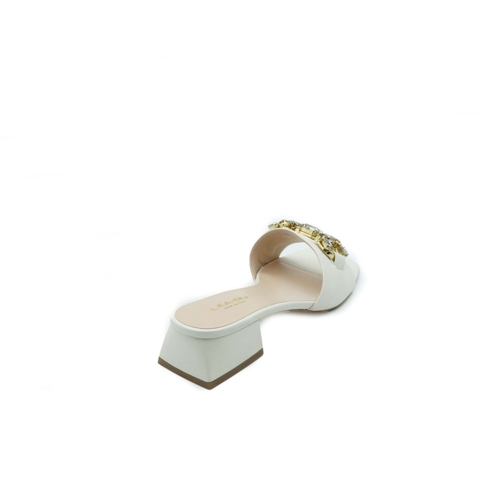 Lea Gu ciabattina in nappa, fascia con accessorio frontale, tacco 45 mm Qualità Garantita
