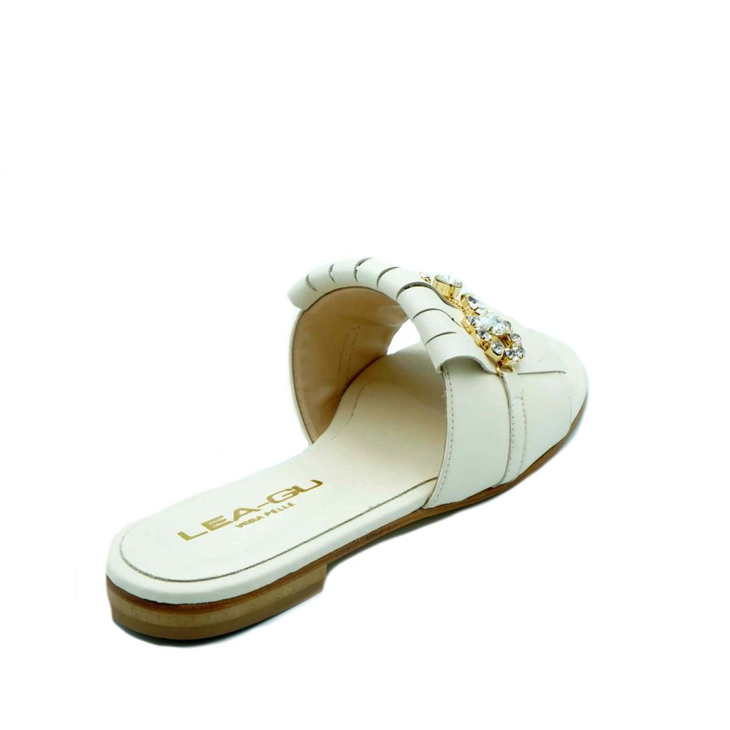 Lea Gu ciabattina in nappa, fascia con frange e accessorio frontale, tacco 10mm Negozi Online