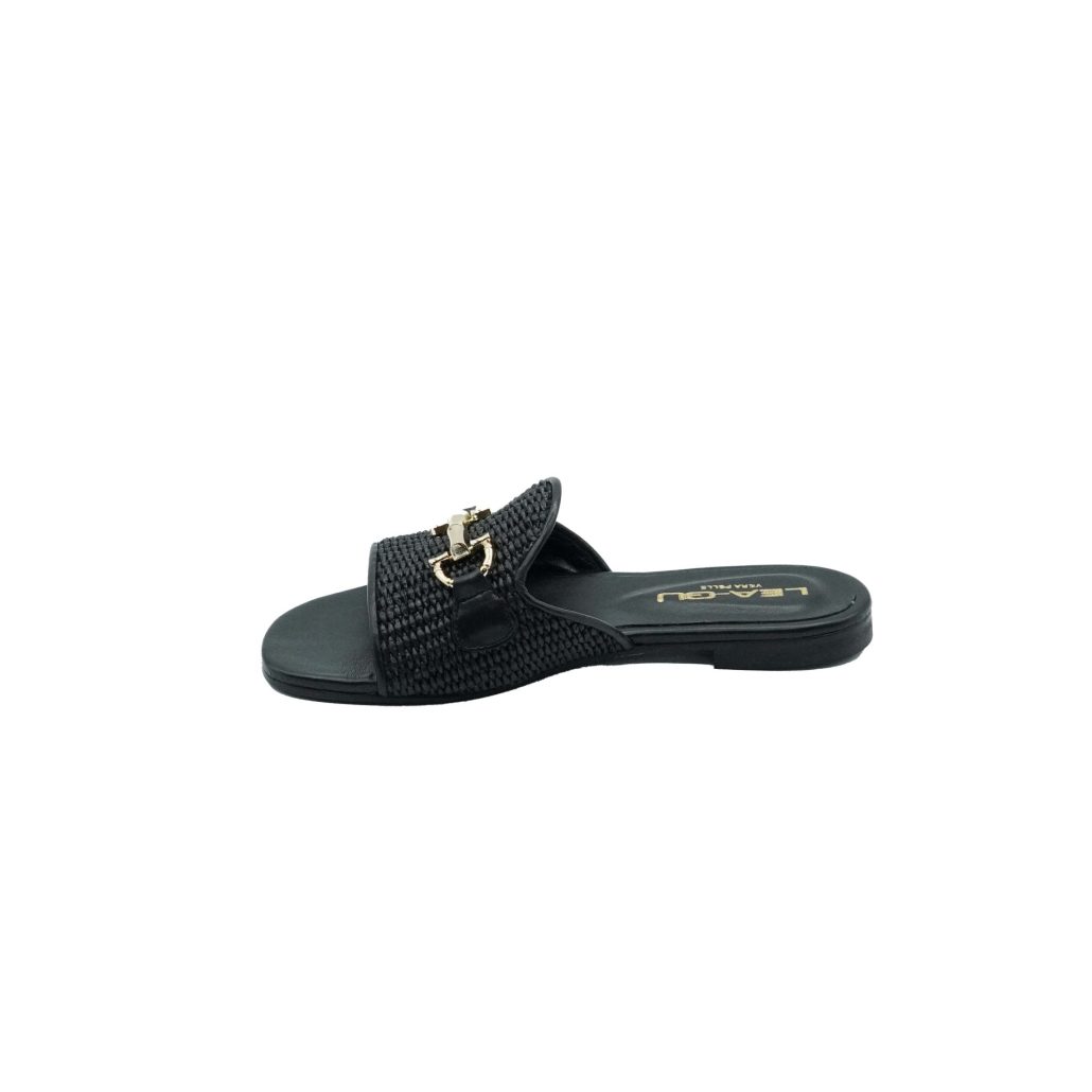 Lea Gu ciabattina in nappa, fascia frontale in rafia con accessorio, tacco 10mm Consegna Veloce