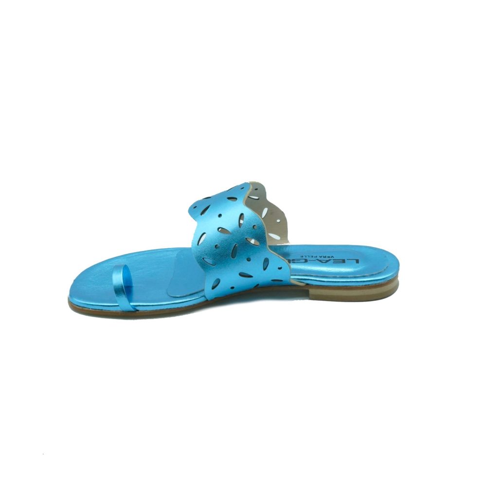 Lea Gu ciabattina infradito in nappa laminata, fascia frontale, tacco 10mm Affare Del Giorno
