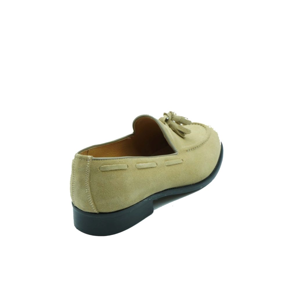 Lea Gu mocassino in camoscio, nappine frontali, fondo cuoio 25mm Sottocosto