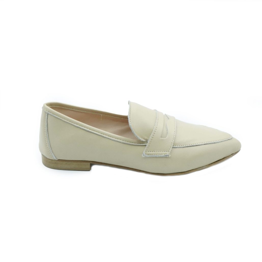 Lea Gu mocassino in nappa, bocca di leone frontale, tacco 10mm Presa