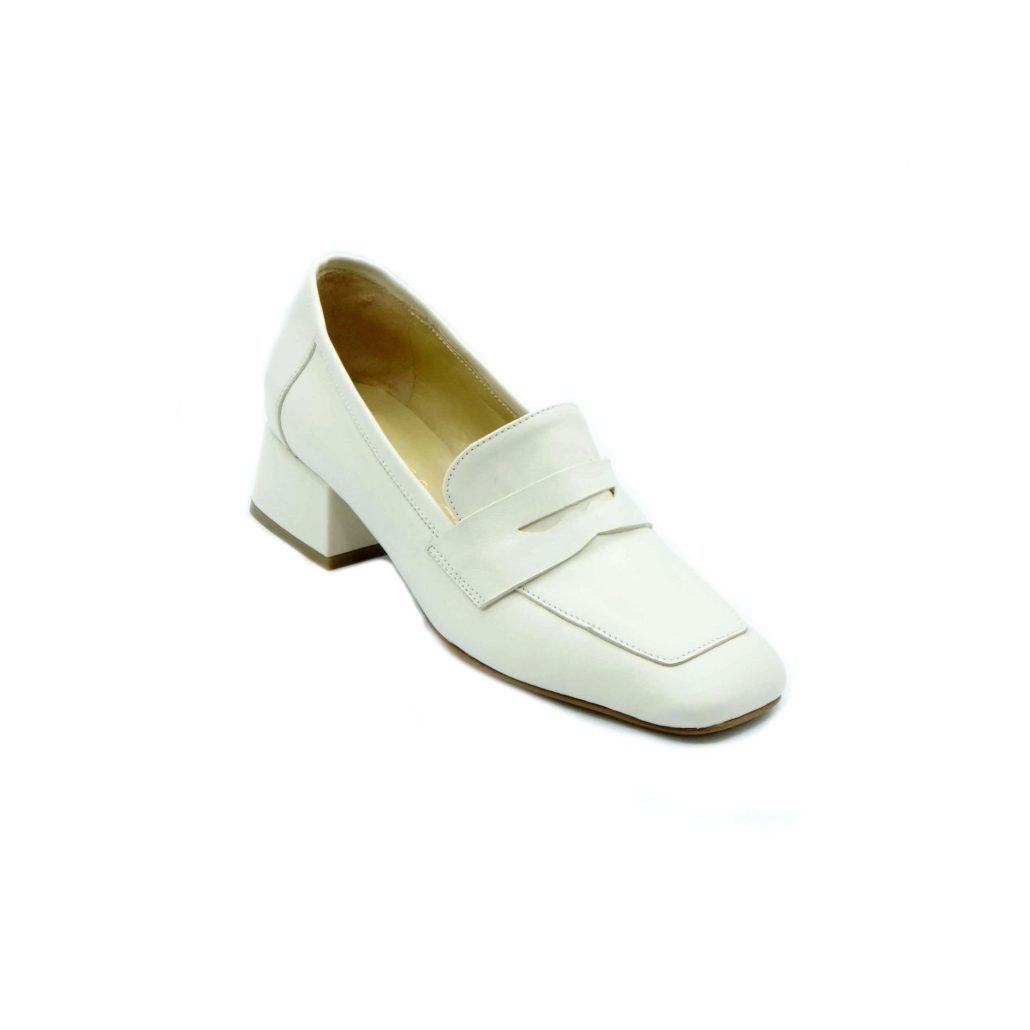 Lea Gu mocassino in nappa, punta quadrata, bocca di leone frontale, tacco 35mm Sconto