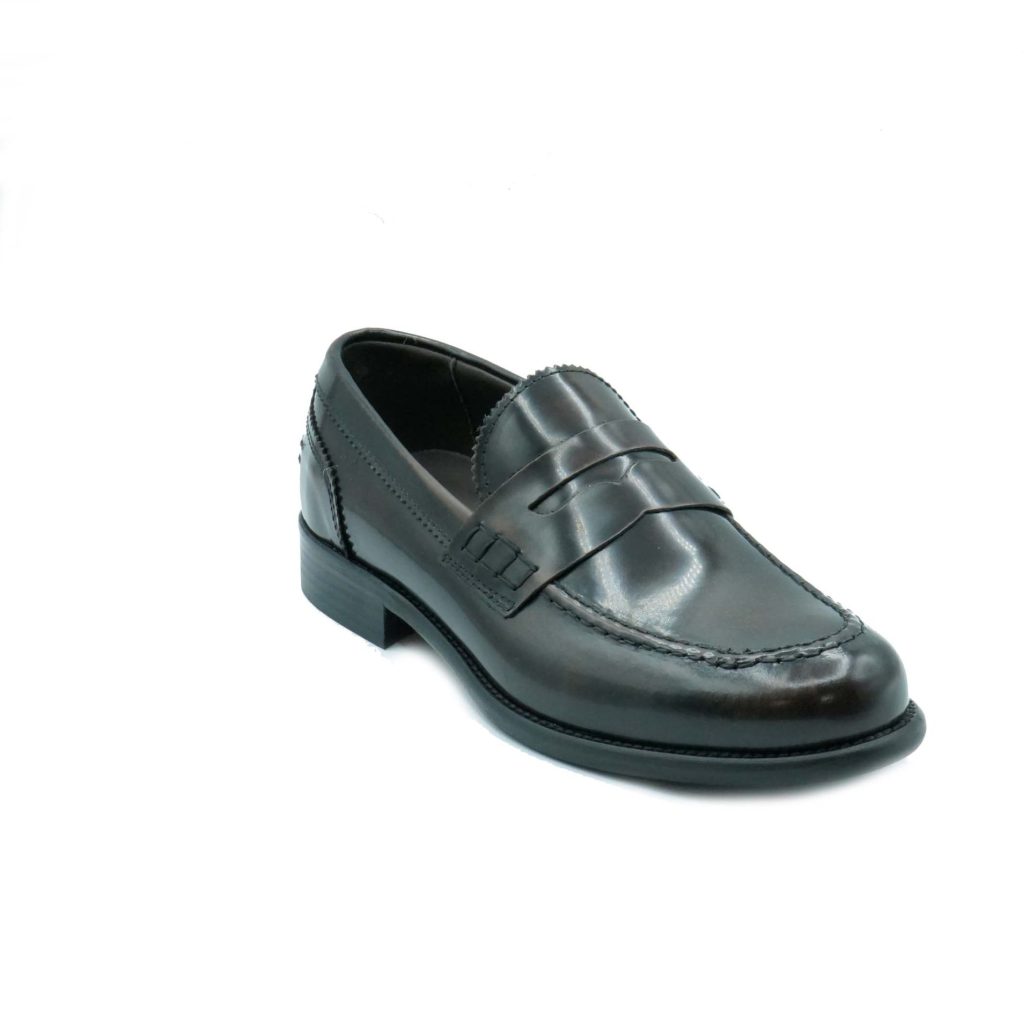 Lea Gu mocassino in vitello abrasivato, bocca di leone frontale, tacco 25mm Economico