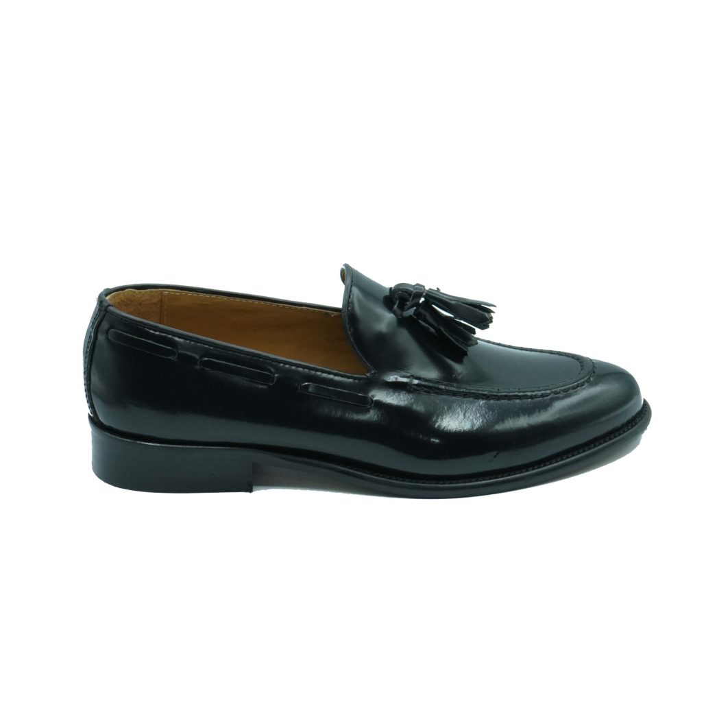 Lea Gu mocassino in vitello abrasivato, nappine frontali, tacco 25mm Outlet