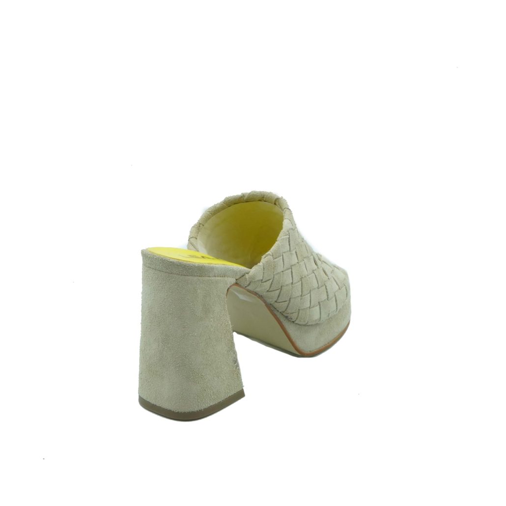 Lea Gu sabot in camoscio, fascia frontale intrecciata, tacco ricoperto 100mm plateau 20mm Offerte