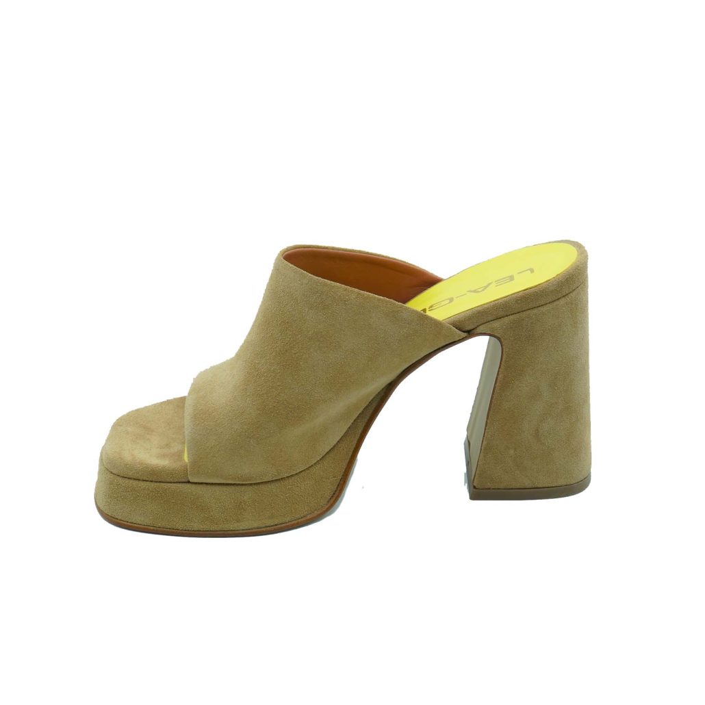 Lea Gu sabot in camoscio, fascia frontale, tacco ricoperto 100mm plateau 20mm Hotsell