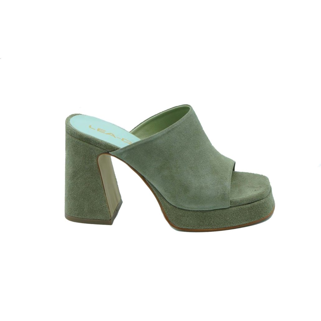 Lea Gu sabot in camoscio, fascia frontale, tacco ricoperto 100mm plateau 20mm Hotsell