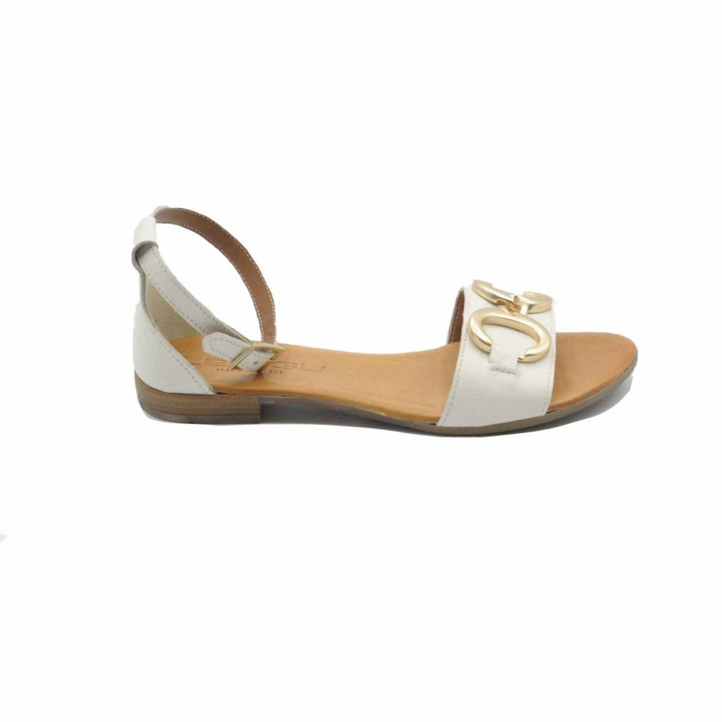 Lea Gu sandalino in nappa, fascia centrale con accessorio, allacciato in caviglia, tacco 15 mm Vendita Calda