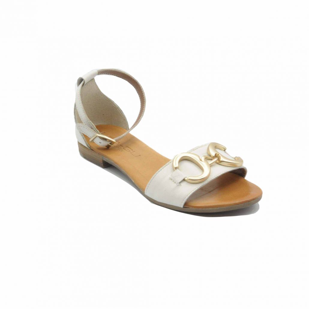 Lea Gu sandalino in nappa, fascia centrale con accessorio, allacciato in caviglia, tacco 15 mm Vendita Calda