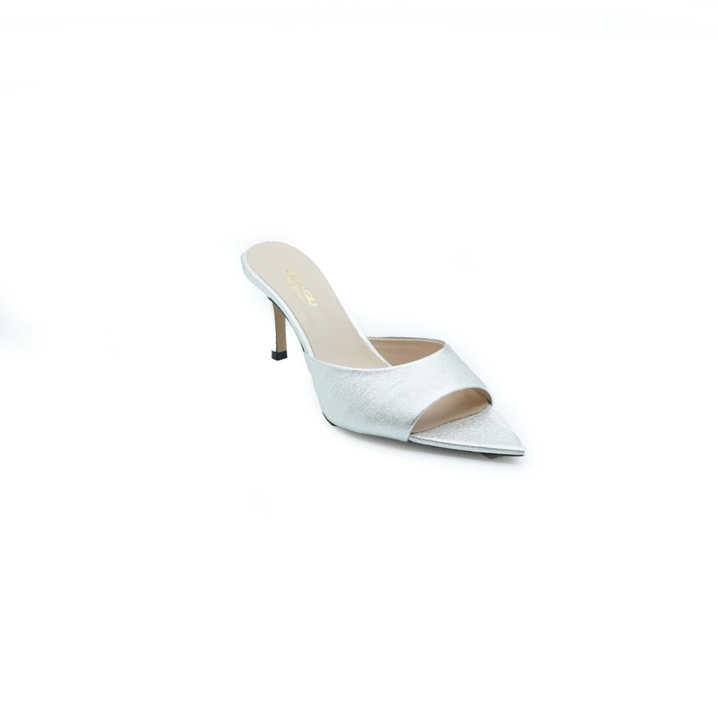 Lea Gu sandalo con tacco in nappa laminata, fascia frontale, tacco 60mm Negozio