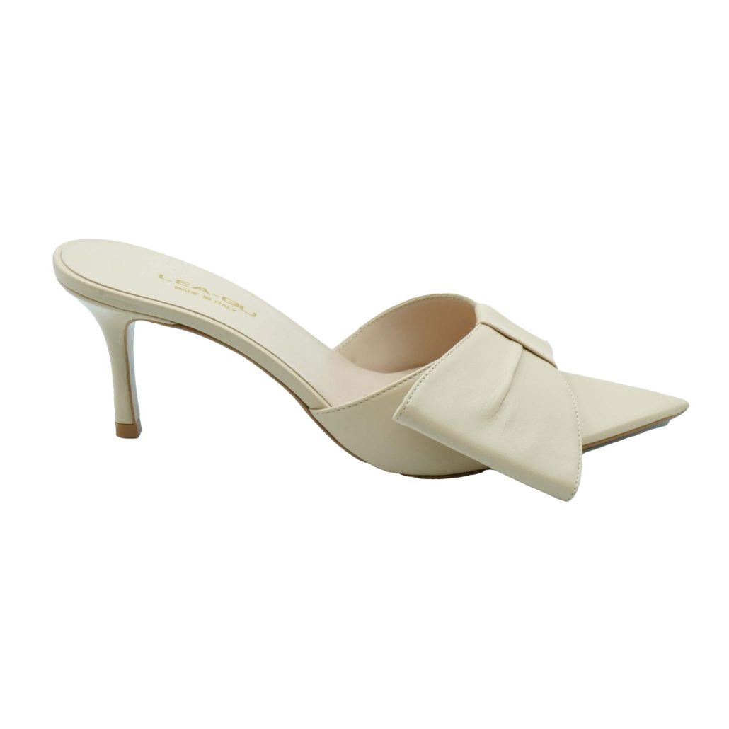 Lea Gu sandalo con tacco in nappa, fascia e fiocco frontale, tacco 60mm Nuova