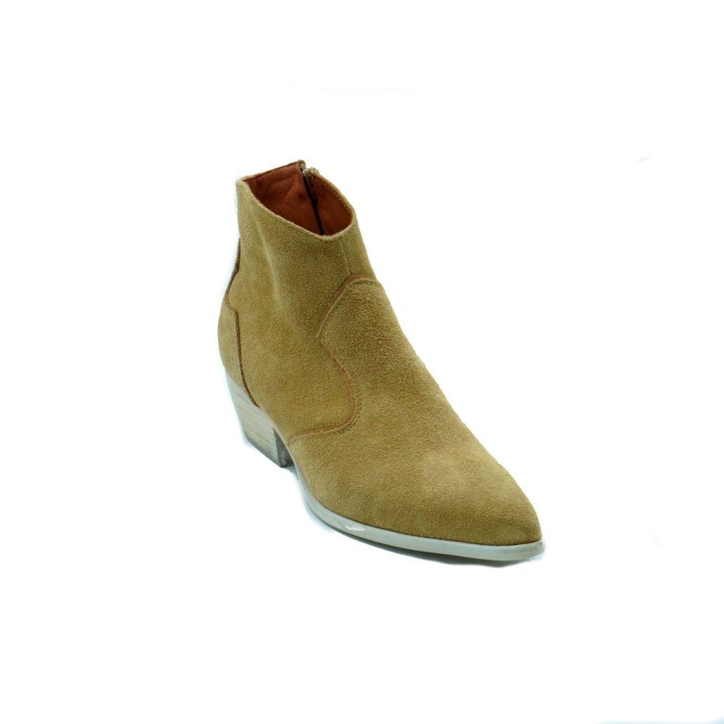 Lea Gu texano in camoscio con inserti in nappa, zip interna, tacco 40 mm Spedizione Gratuita
