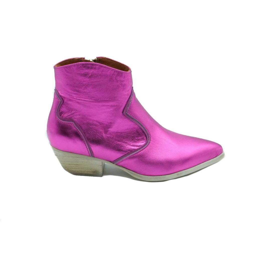Lea Gu texano in nappa laminata con inserti in nappa, zip interna, tacco 40mm Soddisfazione Garantita