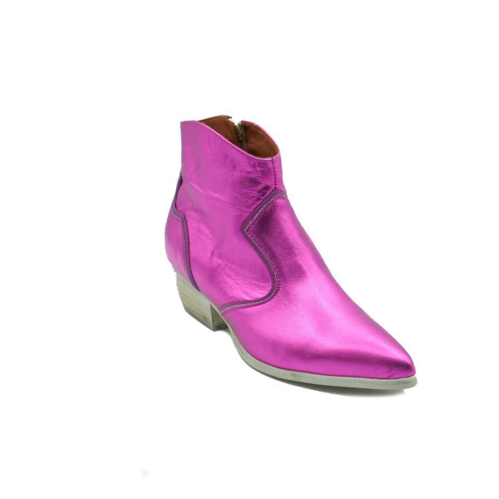 Lea Gu texano in nappa laminata con inserti in nappa, zip interna, tacco 40mm Soddisfazione Garantita