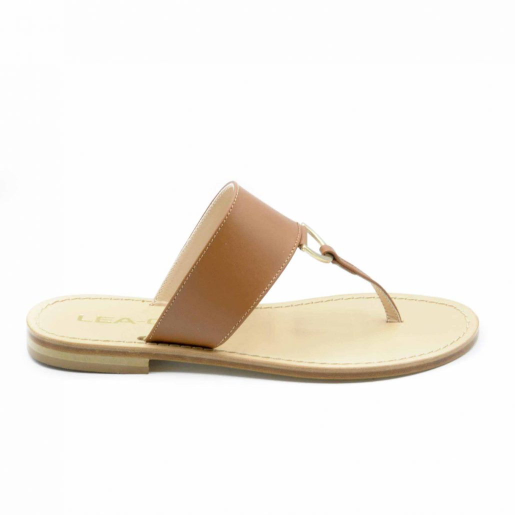 Lea Gu infradito in nappa, accessorio oro frontale, tacco 10 mm Shopping Online
