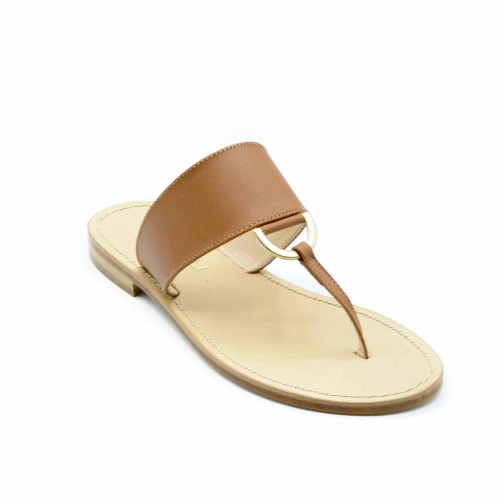Lea Gu infradito in nappa, accessorio oro frontale, tacco 10 mm Shopping Online