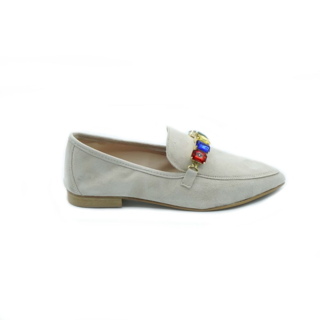 Lea Gu mocassino in camoscio, accessorio frontale, tacco 10mm Prezzo Ridotto