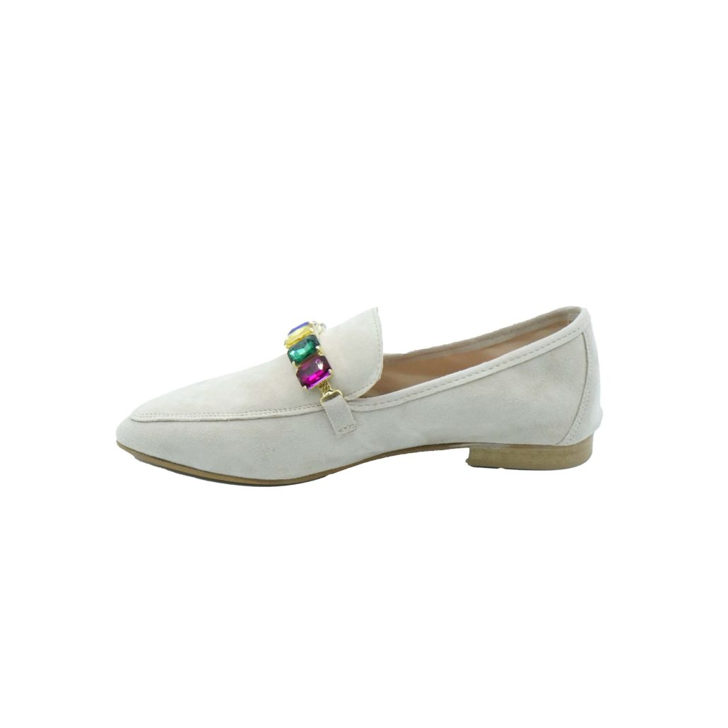 Lea Gu mocassino in camoscio, accessorio frontale, tacco 10mm Prezzo Ridotto
