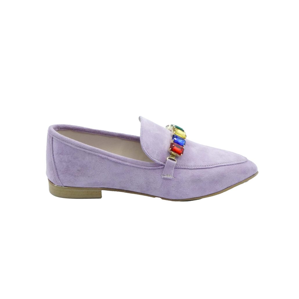 Lea Gu mocassino in camoscio, accessorio frontale, tacco 10mm Prezzo Ridotto