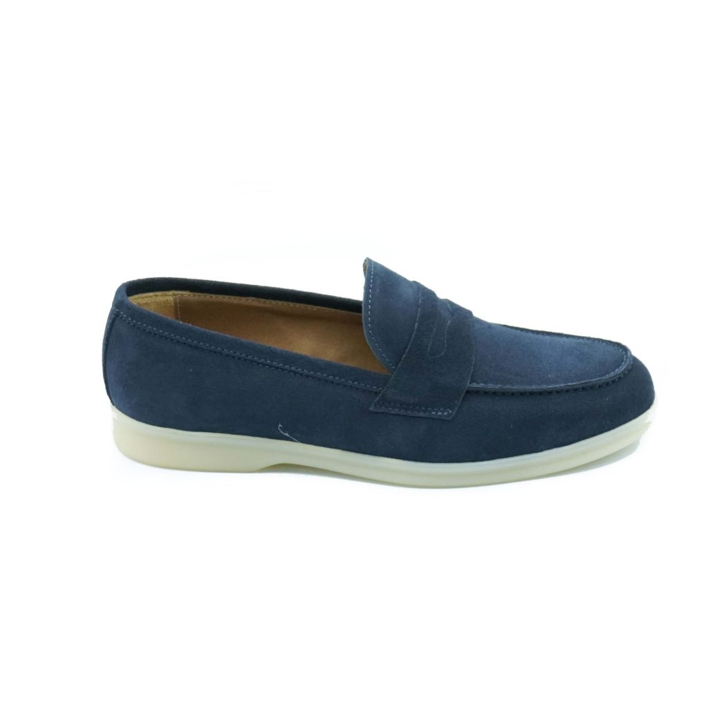 Lea Gu mocassino in camoscio, bocca di leone frontale, fondo gomma 20mm Sottocosto
