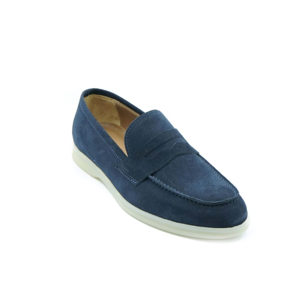 Lea Gu mocassino in camoscio, bocca di leone frontale, fondo gomma 20mm Sottocosto