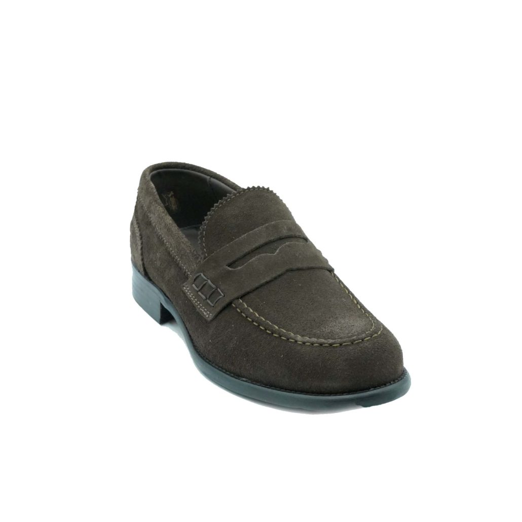 Lea Gu mocassino in camoscio, bocca di leone frontale, tacco 25mm Novità