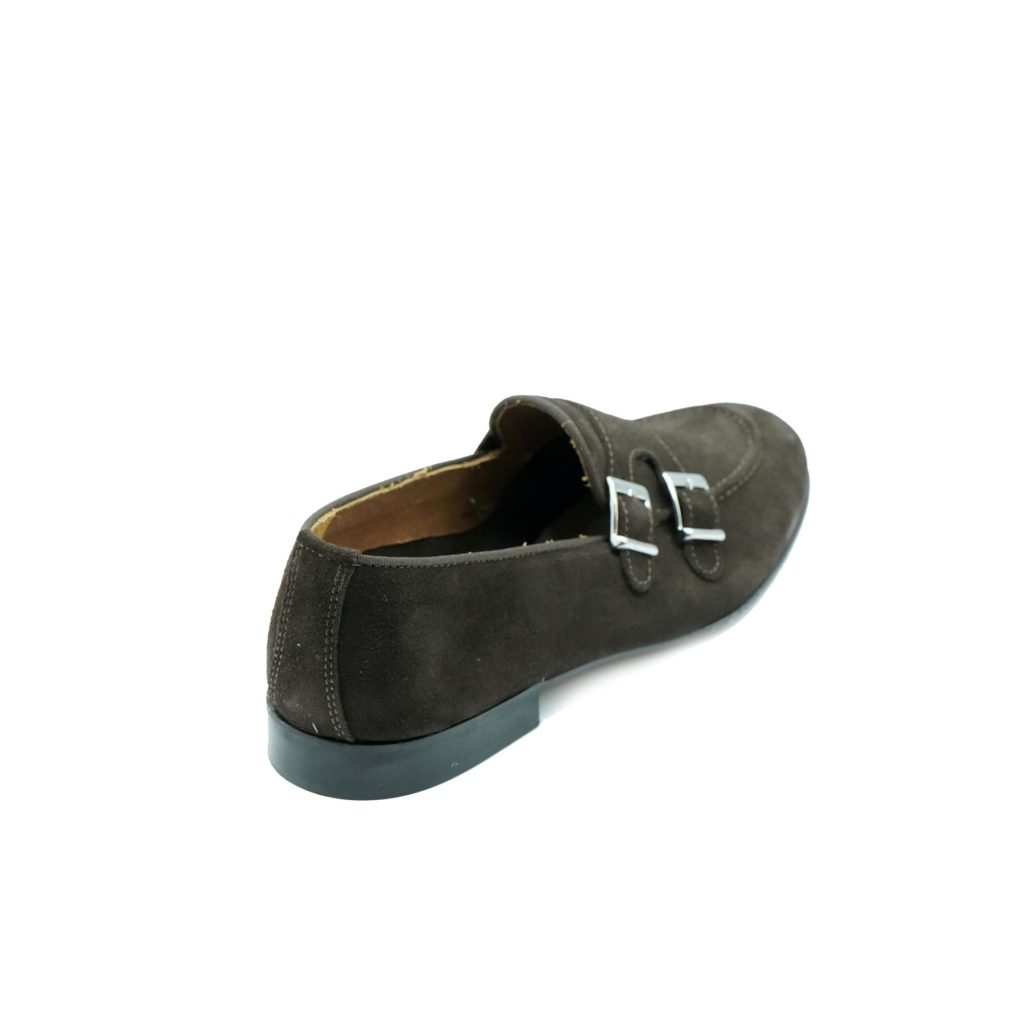 Lea Gu mocassino in camoscio, doppia fibbia frontale, tacco 20mm Presa