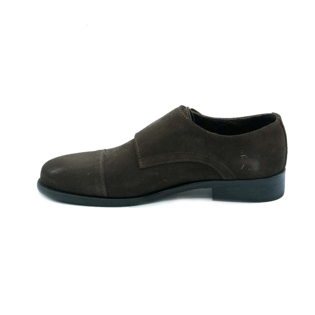 Lea Gu mocassino in camoscio, doppia fibbia frontale, tacco 25mm Sconto
