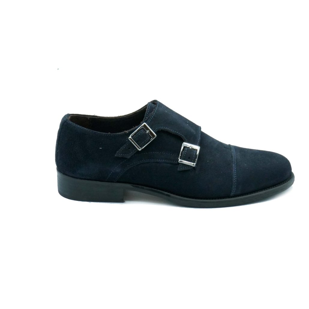 Lea Gu mocassino in camoscio, doppia fibbia frontale, tacco 25mm Sconto