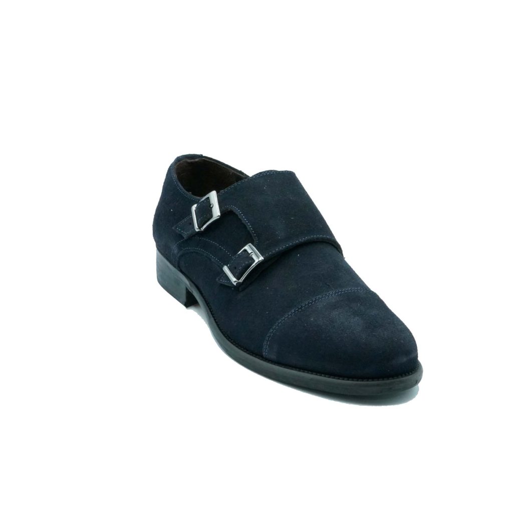 Lea Gu mocassino in camoscio, doppia fibbia frontale, tacco 25mm Sconto