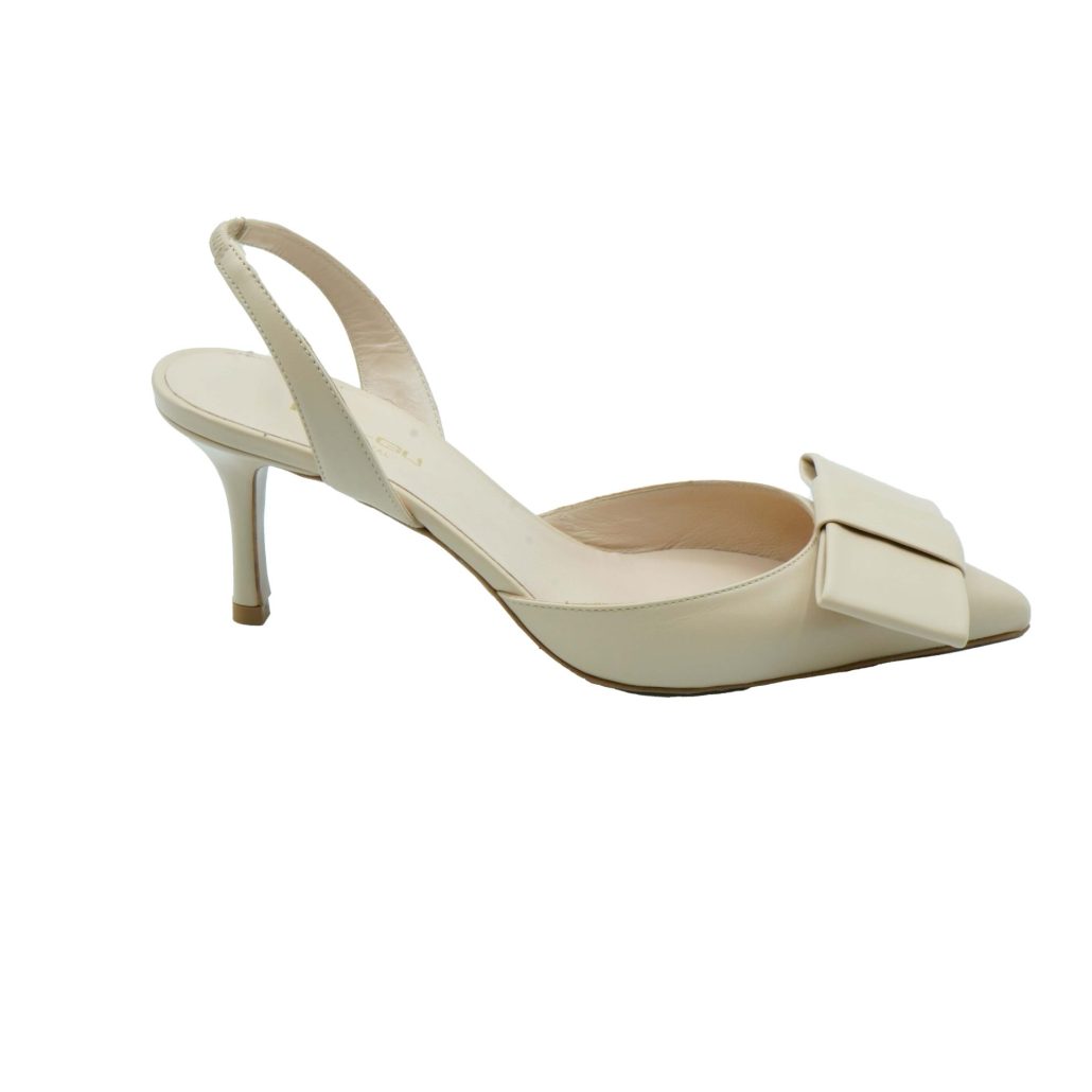Lea Gu slingback in nappa, fiocco frontale, tacco 65mm Online