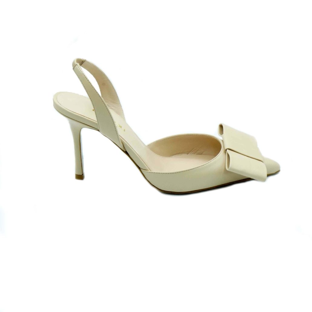 Lea Gu slingback in nappa, fiocco frontale, tacco 85mm In Vendita