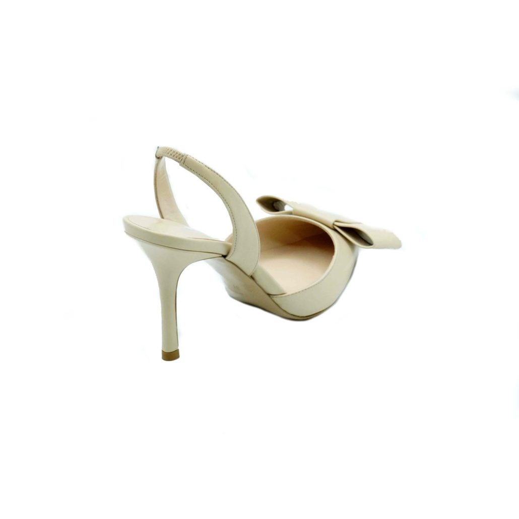 Lea Gu slingback in nappa, fiocco frontale, tacco 85mm In Vendita