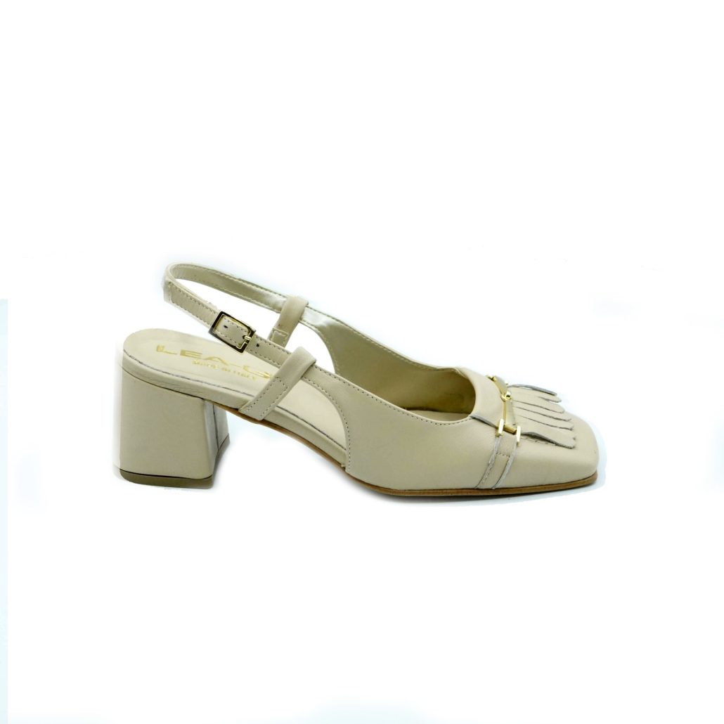 Lea Gu slingback in nappa, punta quadrata, accessorio e frange frontali, tacco 50mm Offerte