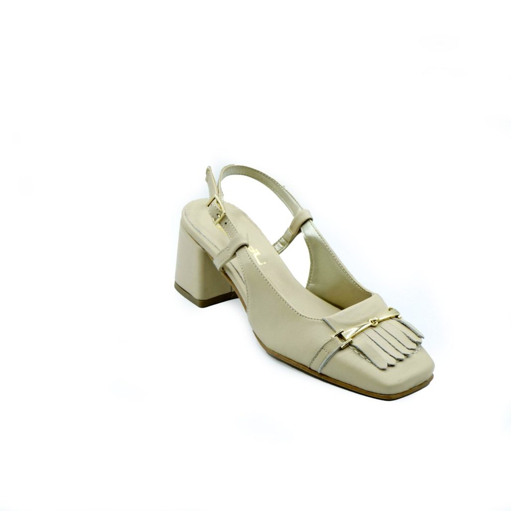 Lea Gu slingback in nappa, punta quadrata, accessorio e frange frontali, tacco 50mm Offerte