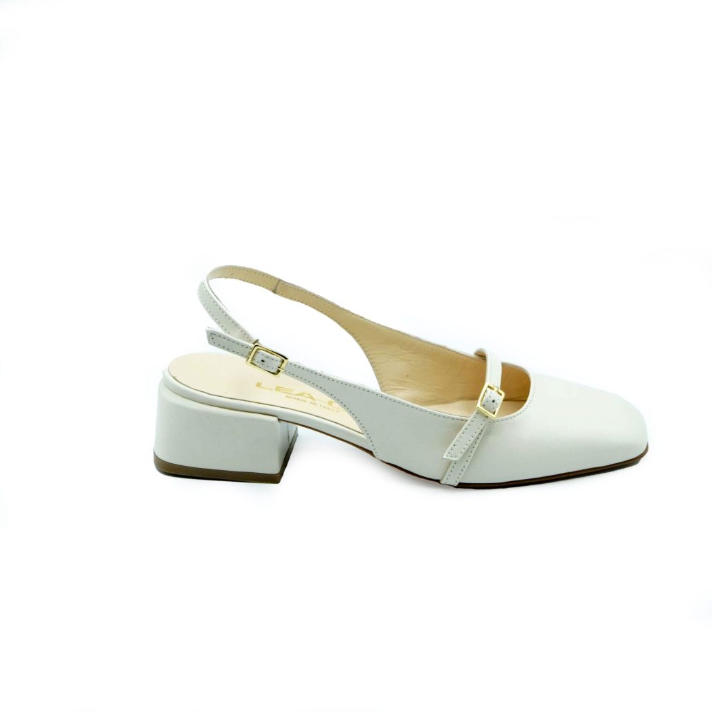 Lea Gu slingback in nappa, punta quadrata, cinturino frontale, tacco 35mm Hotsell